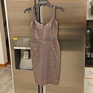 💕HERVE LEGER💕 Therese Novelty Sweetheart Bandage Dress ~ Ash Small